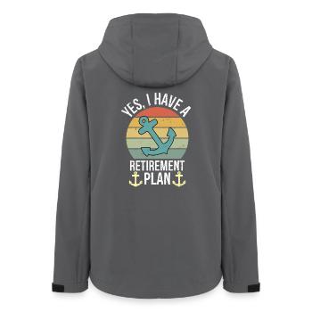 Plain Sailing Boat Retirement Plan Gift - Frauen Recycelte Softshelljacke von Stanley/Stella - Anthrazit - Hinten - AI Model Female 172 light (172cm)