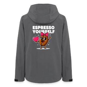 Espresso Yourself Cute Coffee Bean  - Women’s Recycled Softshell Jacket by Stanley/Stella - anthracite - Back - AI Model Female 172 light (172cm)
