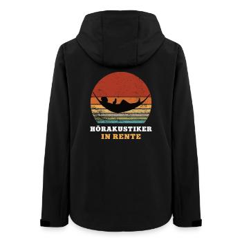 Hörakustiker Rente Ruhestand Ruheständler Rentner - Frauen Recycelte Softshelljacke von Stanley/Stella - Schwarz - Hinten - AI Model Female 172 light (172cm)