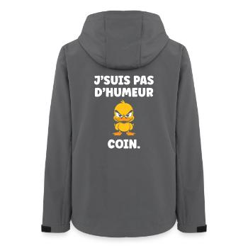 J'suis pas d'humeur Coin – Canard grognon - Veste softshell femme recyclée Stanley/Stella - charbon - Dos - AI Model Female 172 light (172cm)