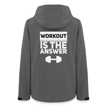 Workout Is The Answer -  Fitness Motivation White - Women’s Recycled Softshell Jacket by Stanley/Stella - anthracite - Back - AI Model Female 172 light (172cm)