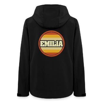 First name Emilia - Women’s Recycled Softshell Jacket by Stanley/Stella - black - Back - AI Model Female 172 light (172cm)