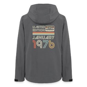 Legendary since January 1976, Retro, Birthday - Women’s Recycled Softshell Jacket by Stanley/Stella - anthracite - Back - AI Model Female 172 light (172cm)