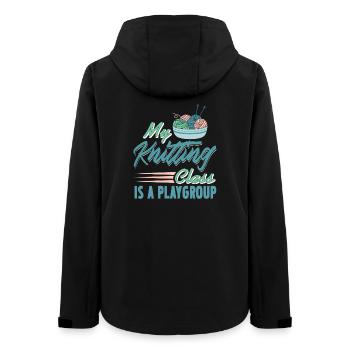 My Knitting Class Is a Playgroup Funny Yarn - Frauen Recycelte Softshelljacke von Stanley/Stella - Schwarz - Hinten - AI Model Female 172 light (172cm)