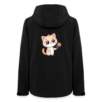 Kawaii-Katze und Pastellblume - Frauen Recycelte Softshelljacke von Stanley/Stella - Schwarz - Hinten - AI Model Female 172 light (172cm)