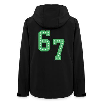 6 7 – Trendy minimalist text design, - Women’s Recycled Softshell Jacket by Stanley/Stella - black - Back - AI Model Female 172 light (172cm)
