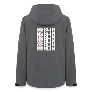 BUNDESLAND BERLIN, DIE HAUPTSTADT! LANDESGRENZE - Frauen Recycelte Softshelljacke von Stanley/Stella - Anthrazit - Hinten - AI Model Female 172 light (172cm)