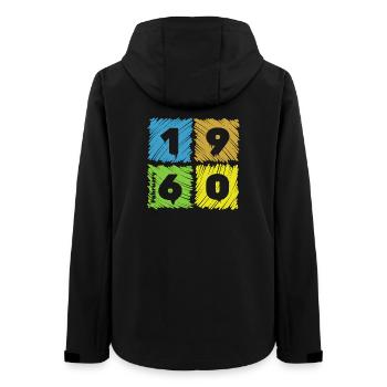 66. Geburtstag Farbige Patches since 02/1960 - Women’s Recycled Softshell Jacket by Stanley/Stella - black - Back - AI Model Female 172 light (172cm)