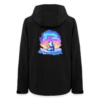 Aurora-Pinguin mit Getränk - Frauen Recycelte Softshelljacke von Stanley/Stella - Schwarz - Hinten - AI Model Female 172 light (172cm)
