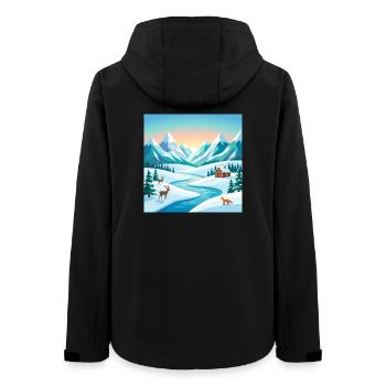Alpenwinter-Szenerie mit Hirsch & Hütte - Frauen Recycelte Softshelljacke von Stanley/Stella - Schwarz - Hinten - AI Model Female 172 light (172cm)