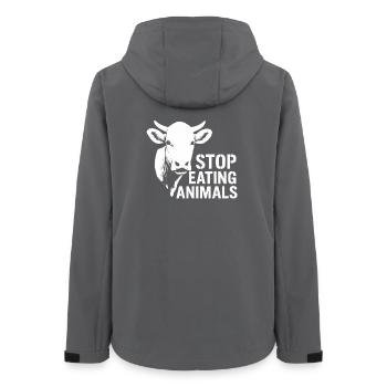 Cow Silhouette Stop Eating Animals - Women’s Recycled Softshell Jacket by Stanley/Stella - anthracite - Back - AI Model Female 172 light (172cm)