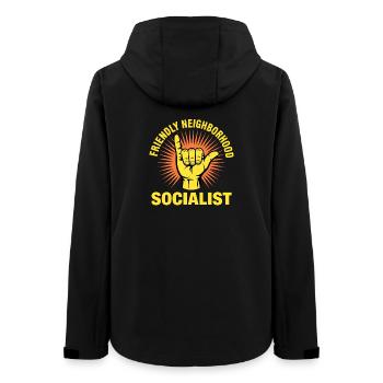 Friendly Neighbour Socialist - Funny Socialism Des - Women’s Recycled Softshell Jacket by Stanley/Stella - black - Back - AI Model Female 172 light (172cm)