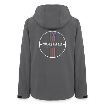 Philadelphia Koordinaten - Frauen Recycelte Softshelljacke von Stanley/Stella - Anthrazit - Hinten - AI Model Female 172 light (172cm)