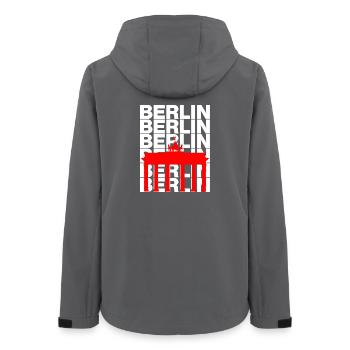 BERLINER TOR, FREIHEIT! DIT IS BERLIN - Frauen Recycelte Softshelljacke von Stanley/Stella - Anthrazit - Hinten - AI Model Female 172 light (172cm)
