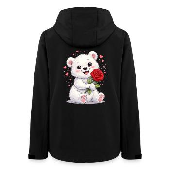 Süßer Bär mit Rose – Valentinstagsmotiv  - Frauen Recycelte Softshelljacke von Stanley/Stella - Schwarz - Hinten - AI Model Female 172 light (172cm)