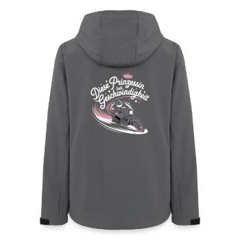 Cette princesse adore la moto de vitesse - Veste softshell femme recyclée Stanley/Stella - charbon - Dos - AI Model Female 172 light (172cm)