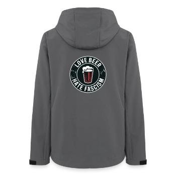 J’adore la bière, je déteste le fascisme - Produits dérivés antifascistes - Veste softshell femme recyclée Stanley/Stella - charbon - Dos - AI Model Female 172 light (172cm)