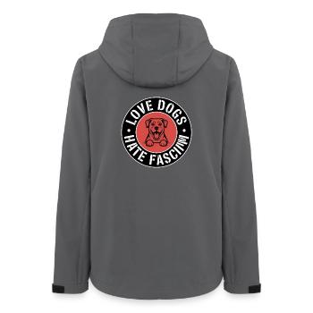 J’aime les chiens, je déteste le fascisme - Produits dérivés antifascistes - Veste softshell femme recyclée Stanley/Stella - charbon - Dos - AI Model Female 172 light (172cm)
