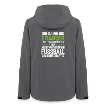 Ich bin Trainer einer verrückten Fußballmannschaft - Frauen Recycelte Softshelljacke von Stanley/Stella - Anthrazit - Hinten - AI Model Female 172 light (172cm)