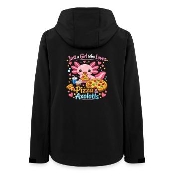 Pizza Axolotl Liebe Motiv - Frauen Recycelte Softshelljacke von Stanley/Stella - Schwarz - Hinten - AI Model Female 172 light (172cm)
