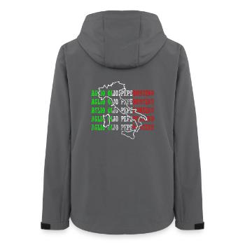 Lustiges Knoblauchöl Chili-Pfeffer-Souvenirs Italien - Frauen Recycelte Softshelljacke von Stanley/Stella - Anthrazit - Hinten - AI Model Female 172 light (172cm)