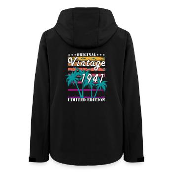 Born in 1941 - Women’s Recycled Softshell Jacket by Stanley/Stella - black - Back - AI Model Female 172 light (172cm)