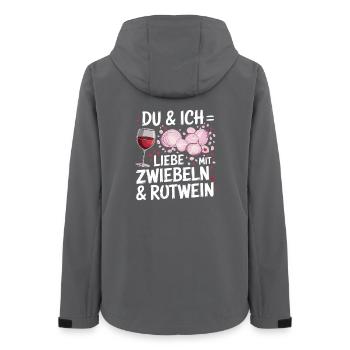 Toi et moi, on aime avec des oignons et du vin rouge pour - Veste softshell femme recyclée Stanley/Stella - charbon - Dos - AI Model Female 172 light (172cm)