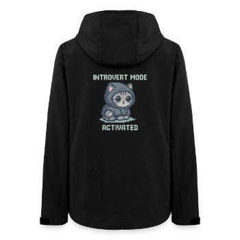 Introvert Mode – Hoodie-Katze in Pixelstil - Frauen Recycelte Softshelljacke von Stanley/Stella - Schwarz - Hinten - AI Model Female 172 light (172cm)