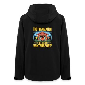  Hüttengaudi Ist Mein Wintersport Après Ski Spruch - Frauen Recycelte Softshelljacke von Stanley/Stella - Schwarz - Hinten - AI Model Female 172 light (172cm)