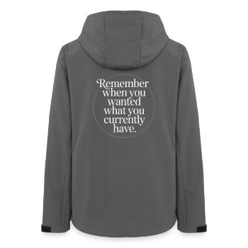 Remember When You Wanted Dankbarkeit Achtsamkeit - Frauen Recycelte Softshelljacke von Stanley/Stella - Anthrazit - Hinten - AI Model Female 172 light (172cm)