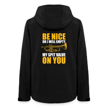 Be nice or I'll empty Trompete Trompetenspieler - Frauen Recycelte Softshelljacke von Stanley/Stella - Schwarz - Hinten - AI Model Female 172 light (172cm)