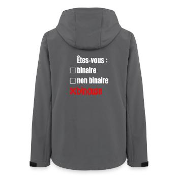 ARE YOU BINARY, NON-BINARY, BINOUSE! - Women’s Recycled Softshell Jacket by Stanley/Stella - anthracite - Back - AI Model Female 172 light (172cm)