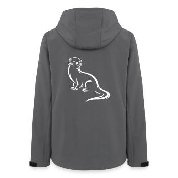 Otter - Playful Wildlife Line Art Nature Design - Women’s Recycled Softshell Jacket by Stanley/Stella - anthracite - Back - AI Model Female 172 light (172cm)
