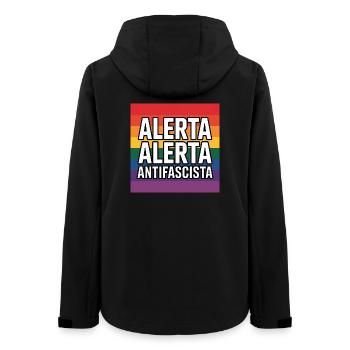 Alerta Alerta Antifascista - Antifa Tee - Frauen Recycelte Softshelljacke von Stanley/Stella - Schwarz - Hinten - AI Model Female 172 light (172cm)