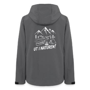 Bergwandern-Campingmotiv - Frauen Recycelte Softshelljacke von Stanley/Stella - Anthrazit - Hinten - AI Model Female 172 light (172cm)