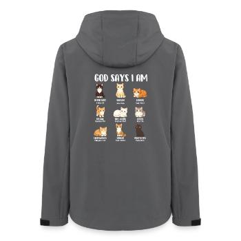 Gott sagt, ich bin christlicher Glaube Katzenliebhaber-Bibel - Frauen Recycelte Softshelljacke von Stanley/Stella - Anthrazit - Hinten - AI Model Female 172 light (172cm)