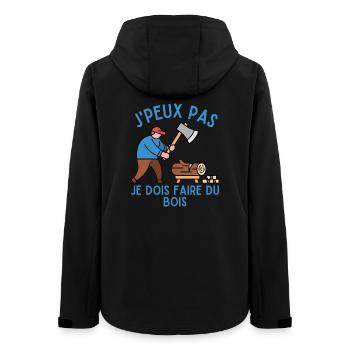 I Can't, I Have to Make Wood - Women’s Recycled Softshell Jacket by Stanley/Stella - black - Back - AI Model Female 172 light (172cm)
