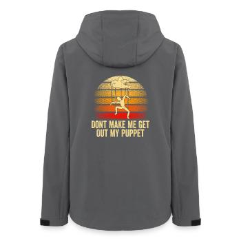 Puppet on Strings Sunset - Women’s Recycled Softshell Jacket by Stanley/Stella - anthracite - Back - AI Model Female 172 light (172cm)