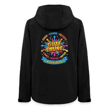 Gute Laune Einfach Überall – Positives Design - Frauen Recycelte Softshelljacke von Stanley/Stella - Schwarz - Hinten - AI Model Female 172 light (172cm)
