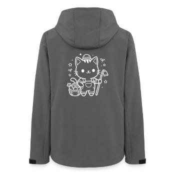 Fermier Kawaii Cat - Veste softshell femme recyclée Stanley/Stella - charbon - Dos - AI Model Female 172 light (172cm)