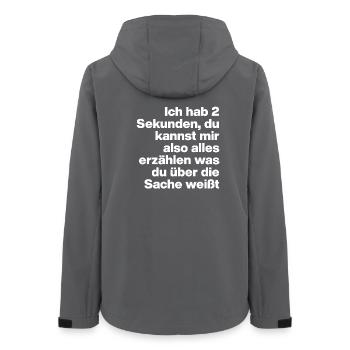 2 SEKUNDEN, BIST DU DUMM? SARKASMUS, FRECH - Frauen Recycelte Softshelljacke von Stanley/Stella - Anthrazit - Hinten - AI Model Female 172 light (172cm)