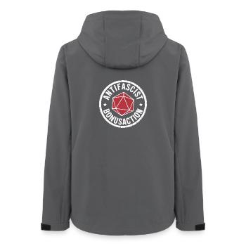 Antifascist Bonusaction - D'n'D Antifa Tee - Women’s Recycled Softshell Jacket by Stanley/Stella - anthracite - Back - AI Model Female 172 light (172cm)