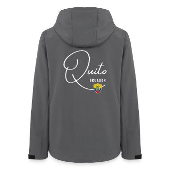 Quito Ecuador, elegantes Design Quito - Frauen Recycelte Softshelljacke von Stanley/Stella - Anthrazit - Hinten - AI Model Female 172 light (172cm)