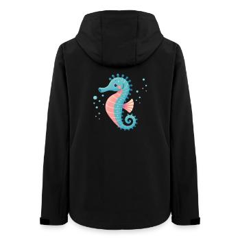 Seahorse in Turquoise and Pink - Women’s Recycled Softshell Jacket by Stanley/Stella - black - Back - AI Model Female 172 light (172cm)