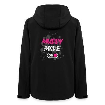 Muddy Mode on Schlammlauf Mud Run Muddy Race - Frauen Recycelte Softshelljacke von Stanley/Stella - Schwarz - Hinten - AI Model Female 172 light (172cm)