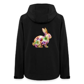 Bunny Watercolor Easter Colorful - Women’s Recycled Softshell Jacket by Stanley/Stella - black - Back - AI Model Female 172 light (172cm)