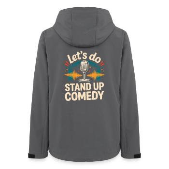Lasst uns Stand-up Comedy - Frauen Recycelte Softshelljacke von Stanley/Stella - Anthrazit - Hinten - AI Model Female 172 light (172cm)