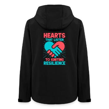 Volunteer Appreciation Hearts That Listen - Frauen Recycelte Softshelljacke von Stanley/Stella - Schwarz - Hinten - AI Model Female 172 light (172cm)
