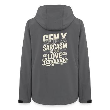 Gen X Sarkasmus ist unsere Liebesprache - Frauen Recycelte Softshelljacke von Stanley/Stella - Anthrazit - Hinten - AI Model Female 172 light (172cm)