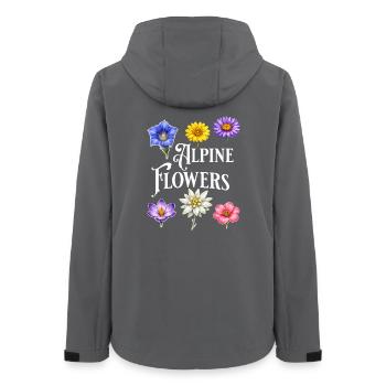 Alpine Flowers – Alpenblumen Vintage Botanisches D - Frauen Recycelte Softshelljacke von Stanley/Stella - Anthrazit - Hinten - AI Model Female 172 light (172cm)